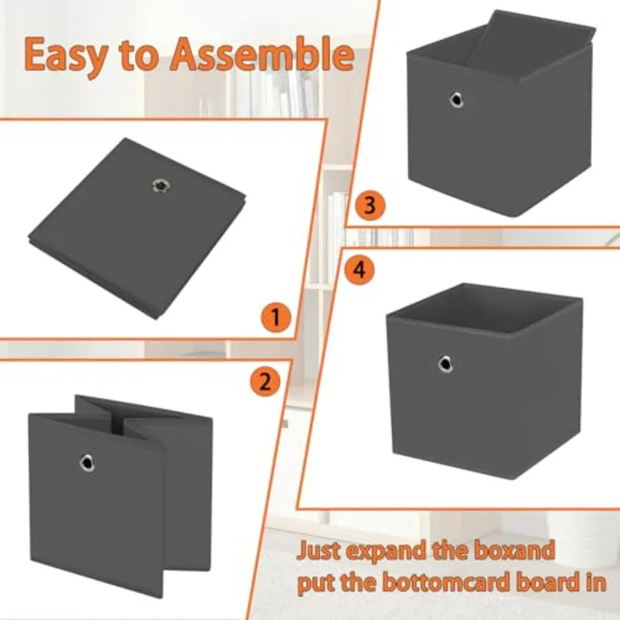 Foldable Storage Cubes Bins 11 Inch Cloth Storage Cube Fabric Storage Box Cubes Organizer Baskets with Dual Handles for Home Or