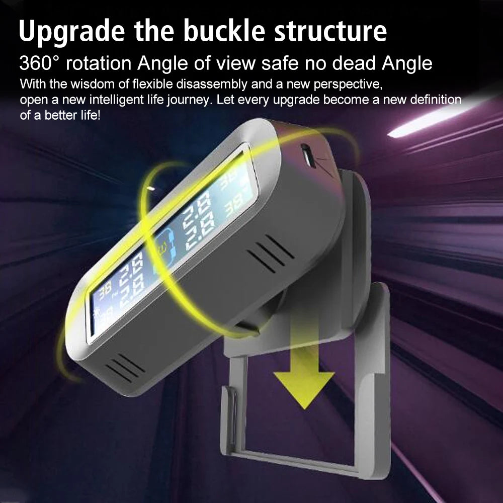 Tire Pressure Monitoring System Temperature Warning Fuel Save Solar With 4 External Sensors