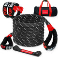Heavy Duty 1in x 30ft Kinetic Recovery Rope, 48000lbs Snatch Strap with Soft Shackles
