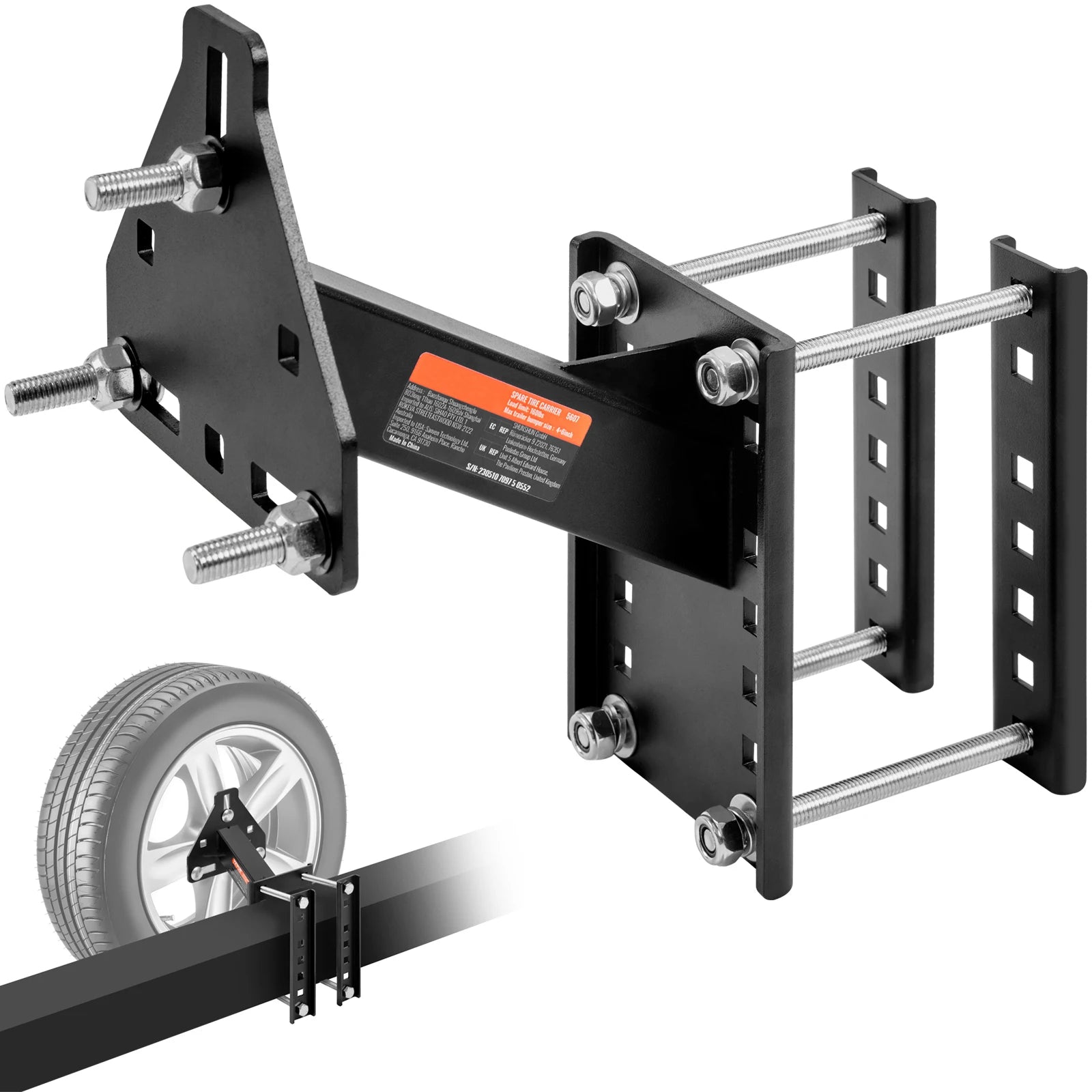 160 lbs Spare Tire Carrier with Mounting Screws Bracket Lugs On Bolt Patterns