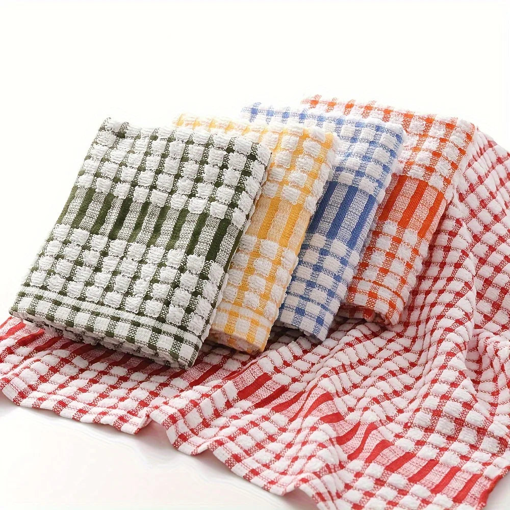 10pcs Large Plaid Kitchen Towels