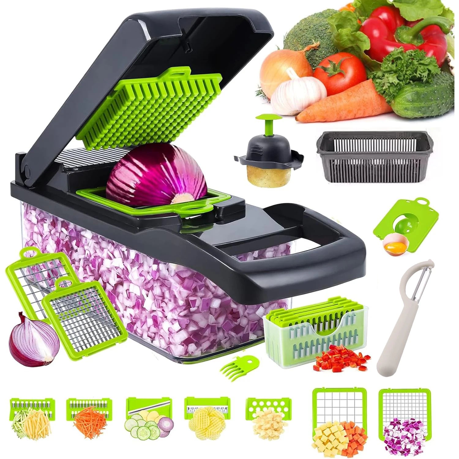 16 x 1 Kitchen professional chopper-type slicer, multifunctional food chopper, blade vegeble ctahopper, kitchen utensils