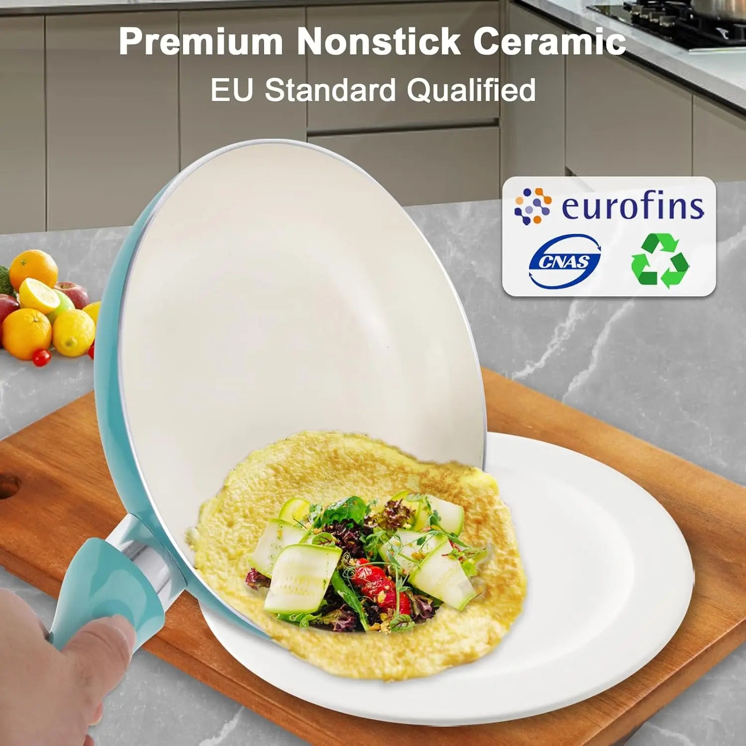 11-Piece Nonstick Ceramic Cookware Set with Bamboo Utensils, Induction Compatible,
