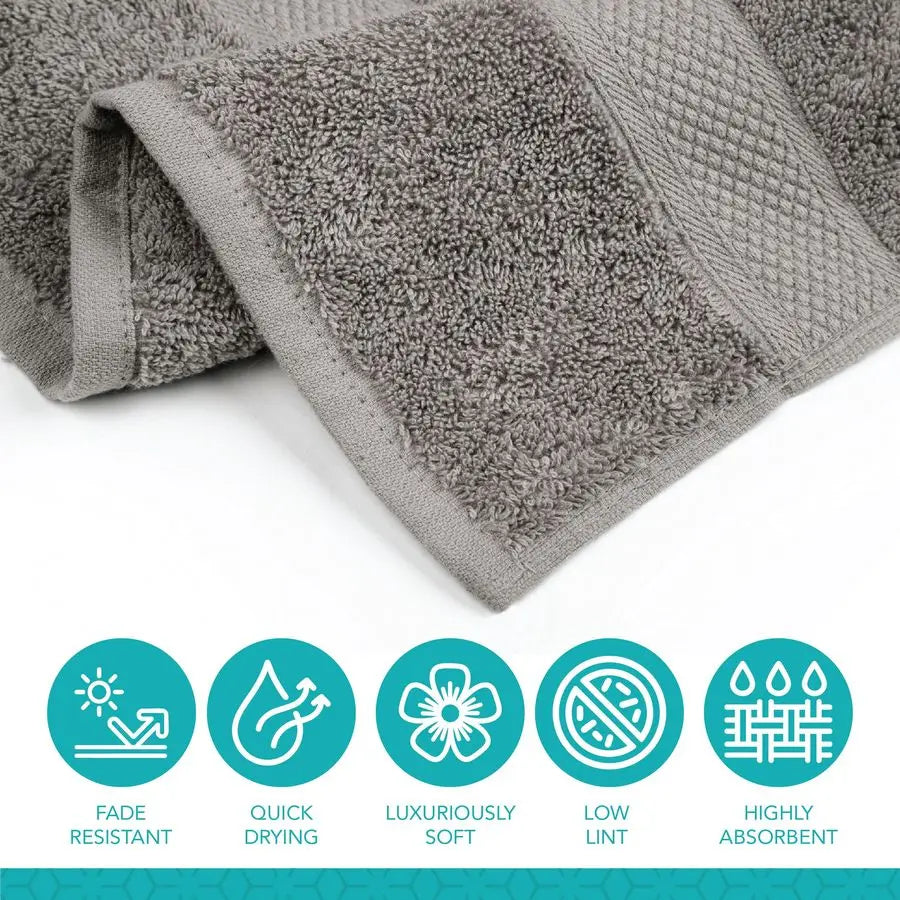 Home Bath Towels Set of 6 24 x 50 100% Cotton, Lightweight, Soft amp Highly Absorbent Luxury