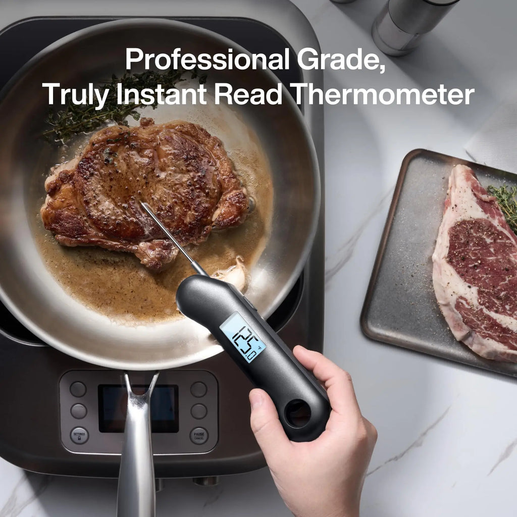 Waterproof Digital Meat Thermometer with Auto-Rotating Display, 0.5 Sec Instant Read f