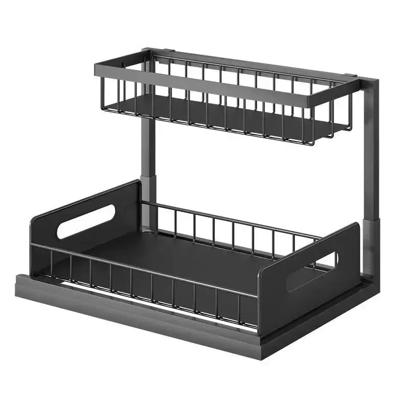 2 Tier Slide Out Sink Shelf Cabinet Storage Shelves