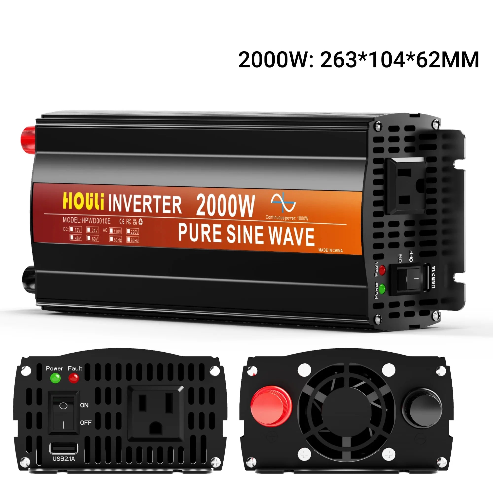 2kw 3kw 4kw 5kw Pure Sine Wave Inverter DC 12V t o AC 110V LCD Display Wireless Remote Controller