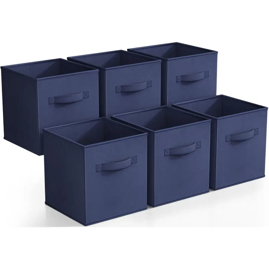 6 Foldable Storage Cubes Fabric Baskets for Organizing , 11 Inch Dual Handle