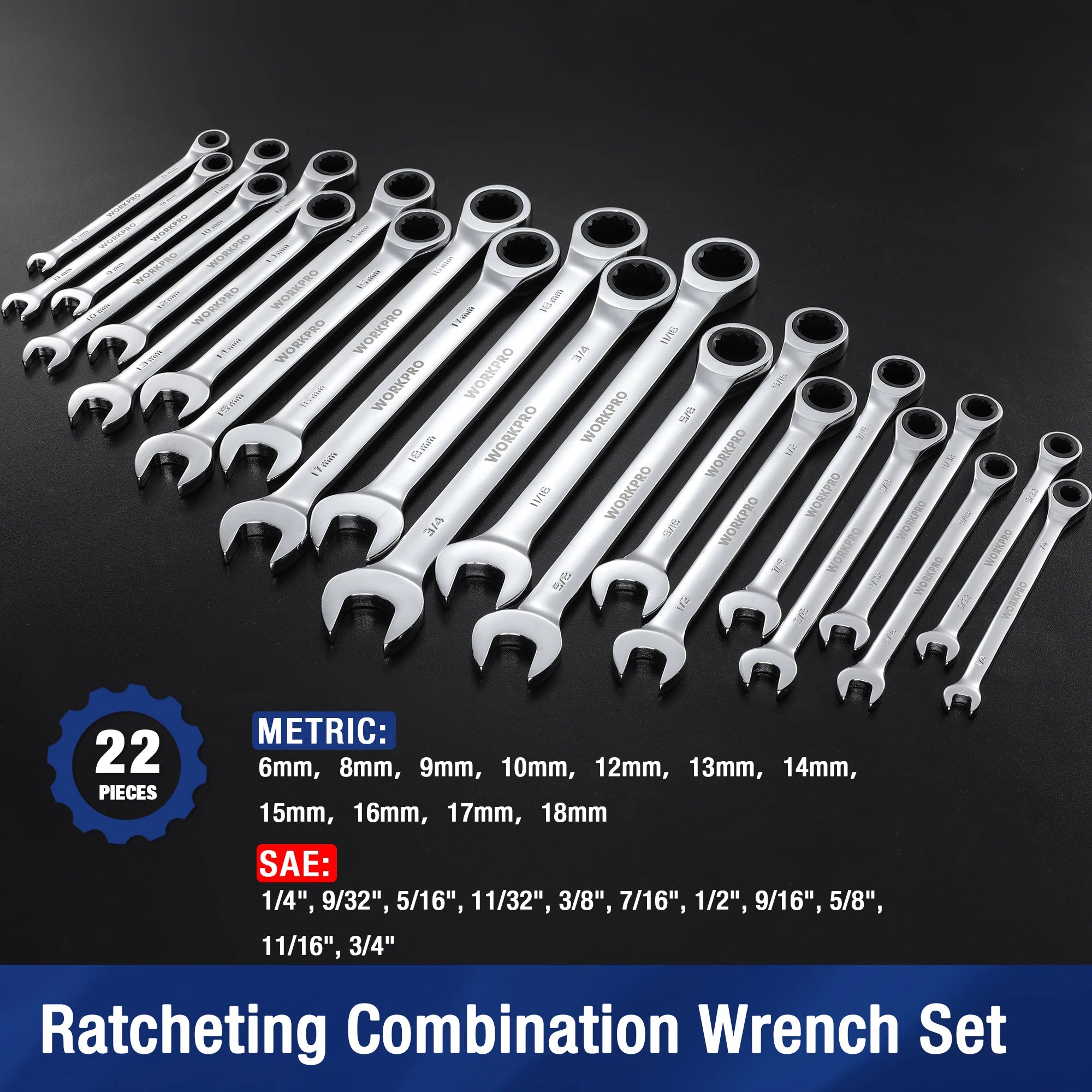 21pc Ratcheting Wrench Set  with Box ,