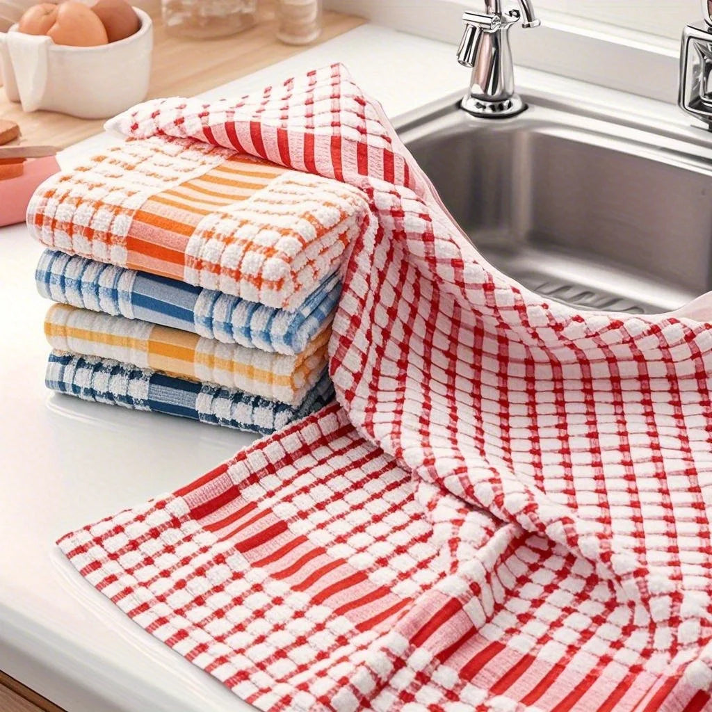 10pcs Large Plaid Kitchen Towels