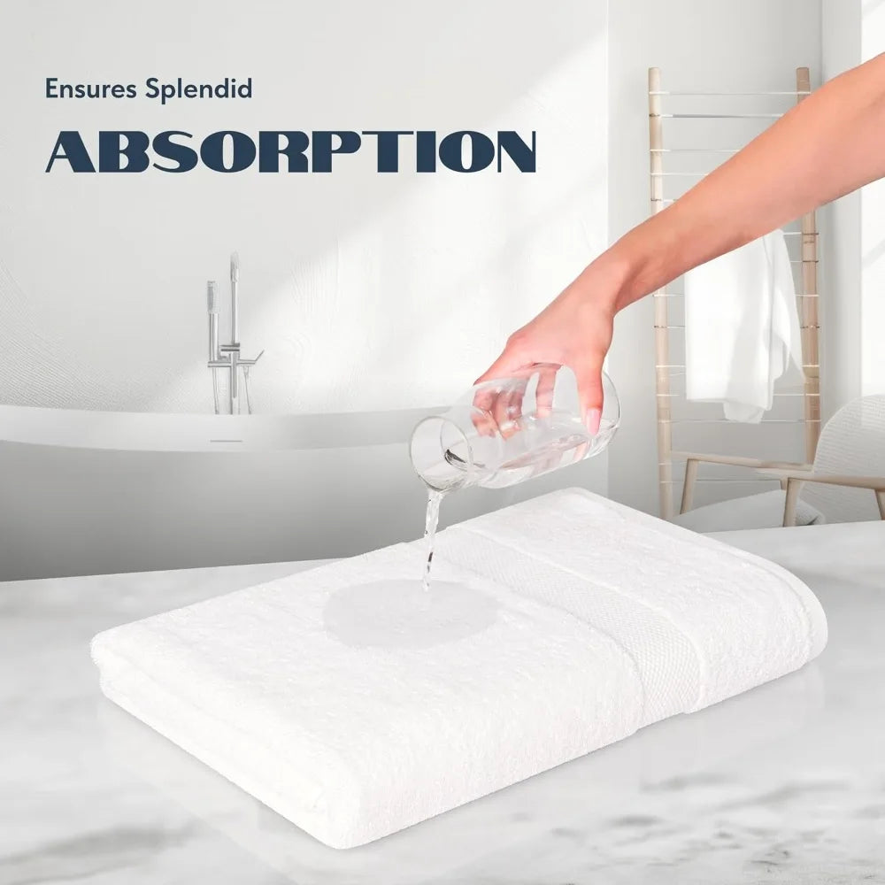 White Tukish Cotton Bath Towels Set of 4 , Ultra Soft & Quick Dry