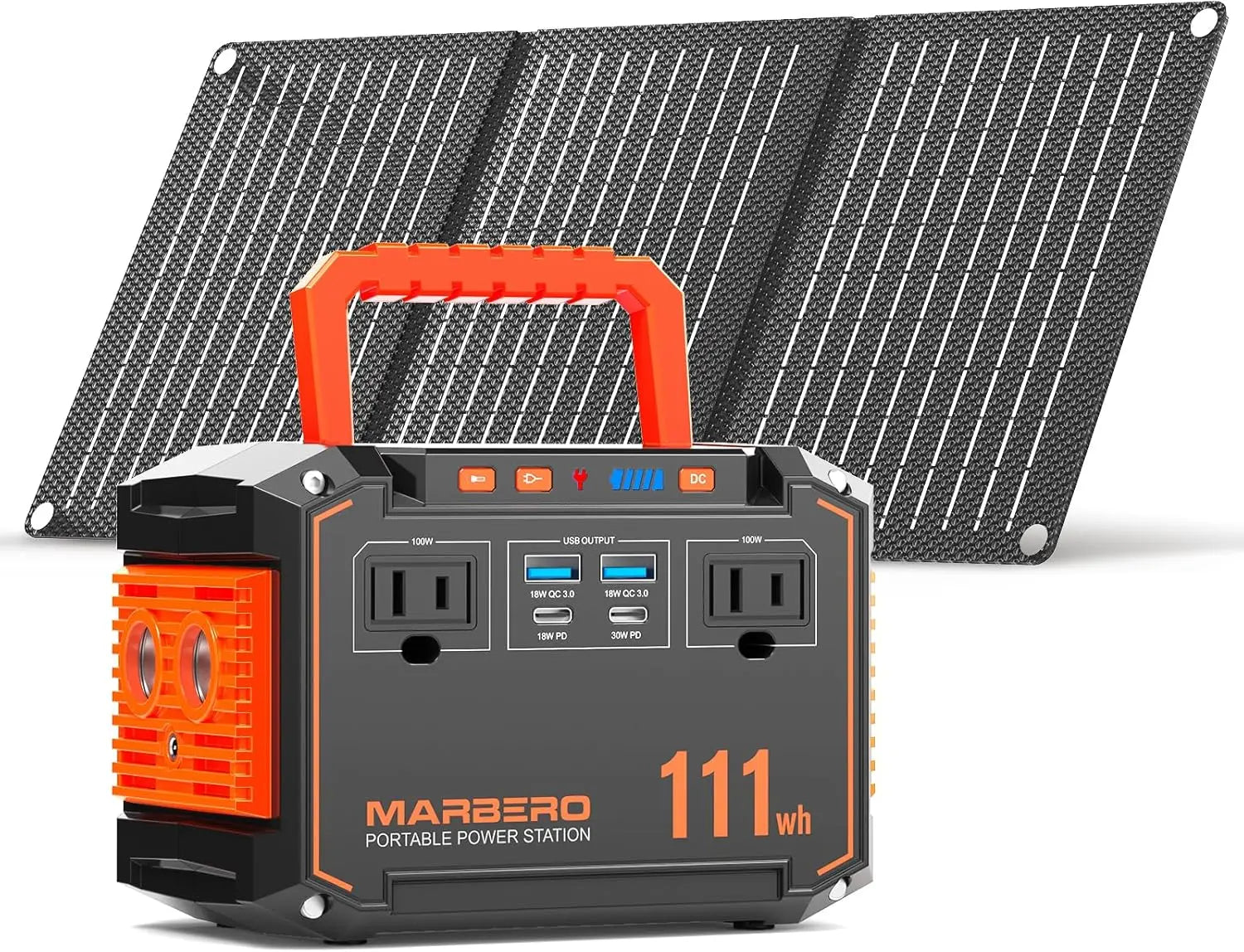 150W Peak Solar Generator with 30W Panel, 111Wh Portable Power Station
