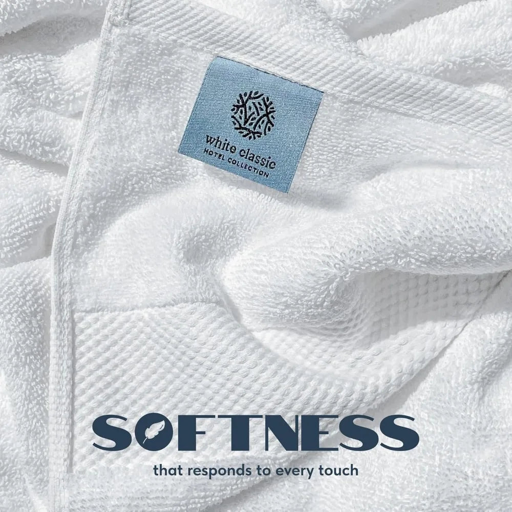 White Tukish Cotton Bath Towels Set of 4 , Ultra Soft & Quick Dry
