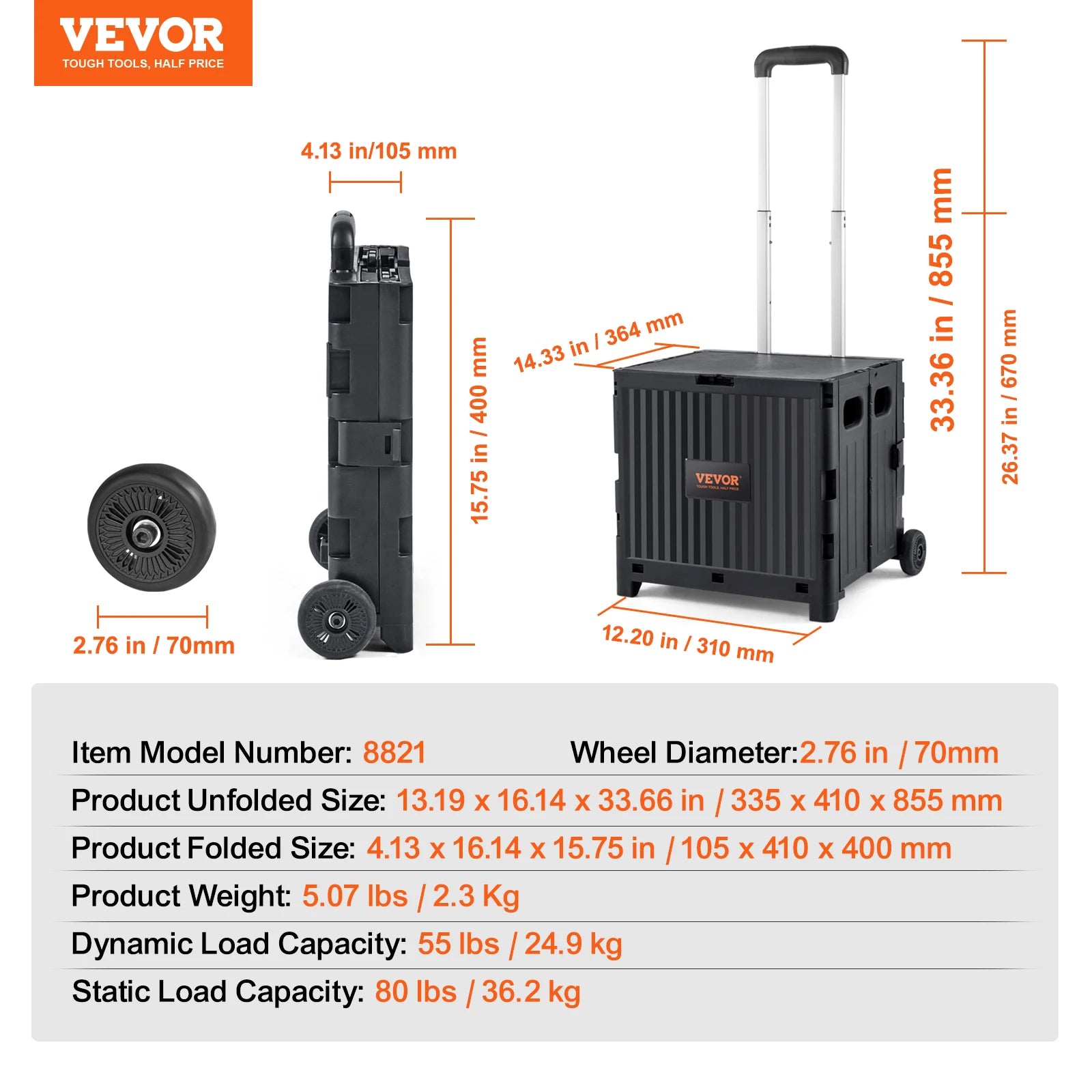 Foldable Utility Shopping Cart with Handle