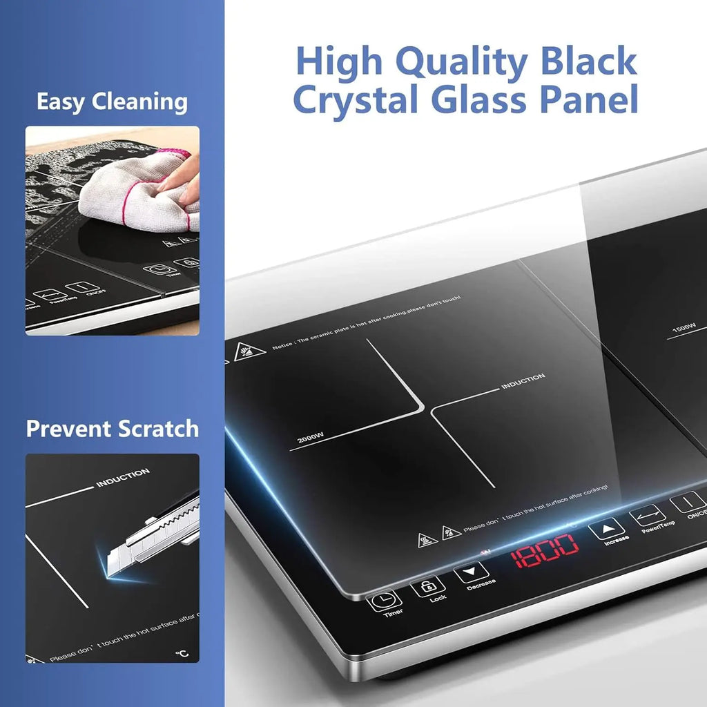 Double Induction Cooktop Induction 2 Burners, 1800W Sensor, drop in style
