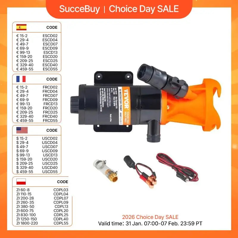 RV Portable Macerator Pump 12V 12GMP Detachable Quick Connection Valve Metal Hose Clamp Power Cord