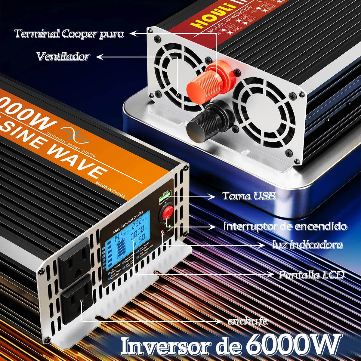 2kw 3kw 4kw 5kw Pure Sine Wave Inverter DC 12V t o AC 110V LCD Display Wireless Remote Controller
