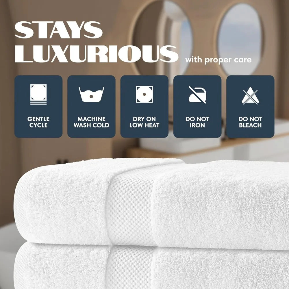 White Tukish Cotton Bath Towels Set of 4 , Ultra Soft & Quick Dry
