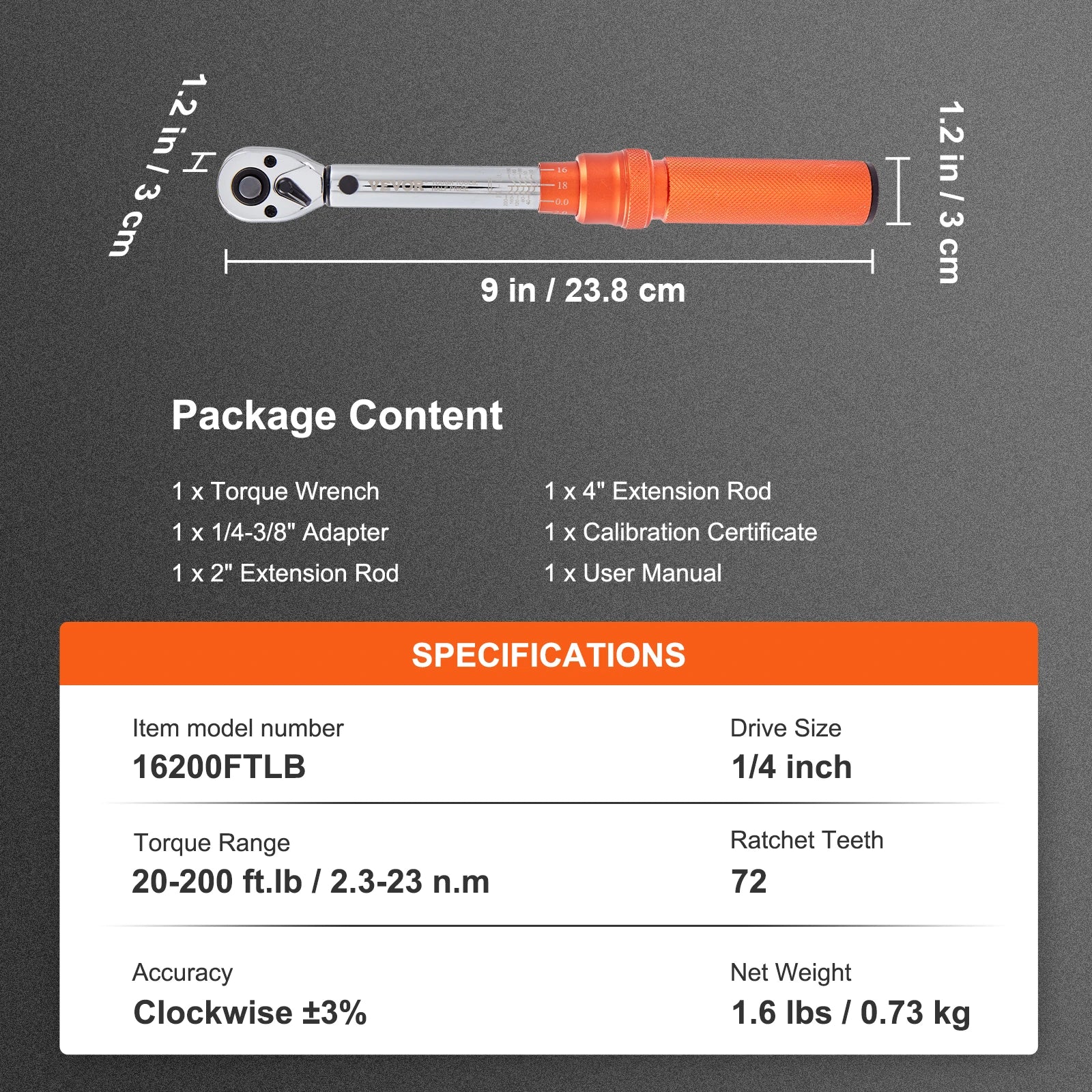 1/2" 1/4" 3/8" Mechanical Torque Wrench Set Precision Pointer l
