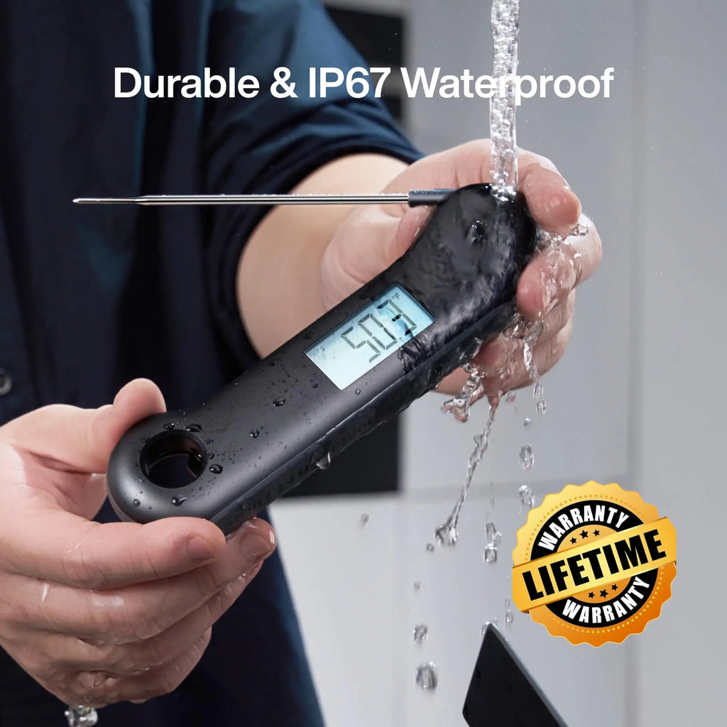 Waterproof Digital Meat Thermometer with Auto-Rotating Display, 0.5 Sec Instant Read f