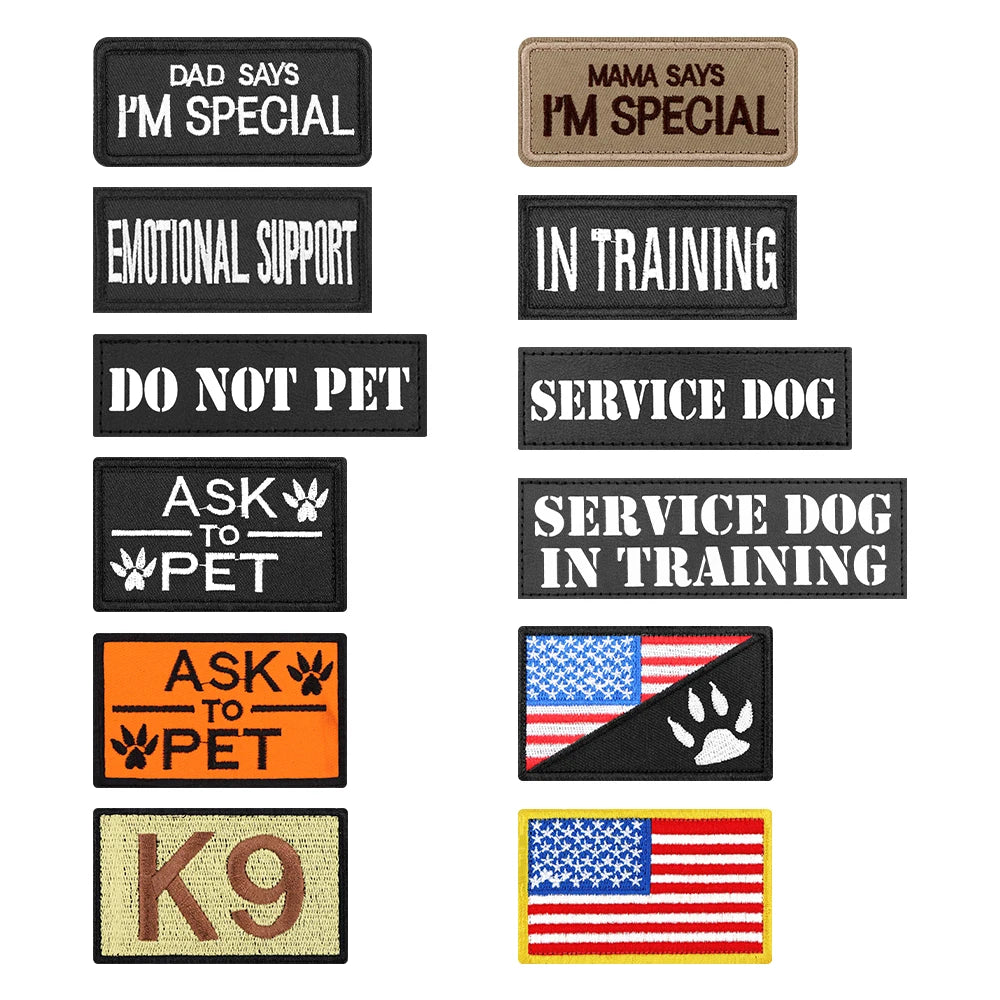 12 Pieces Tactical Patch Bundle For Dog Vest Harness Collar