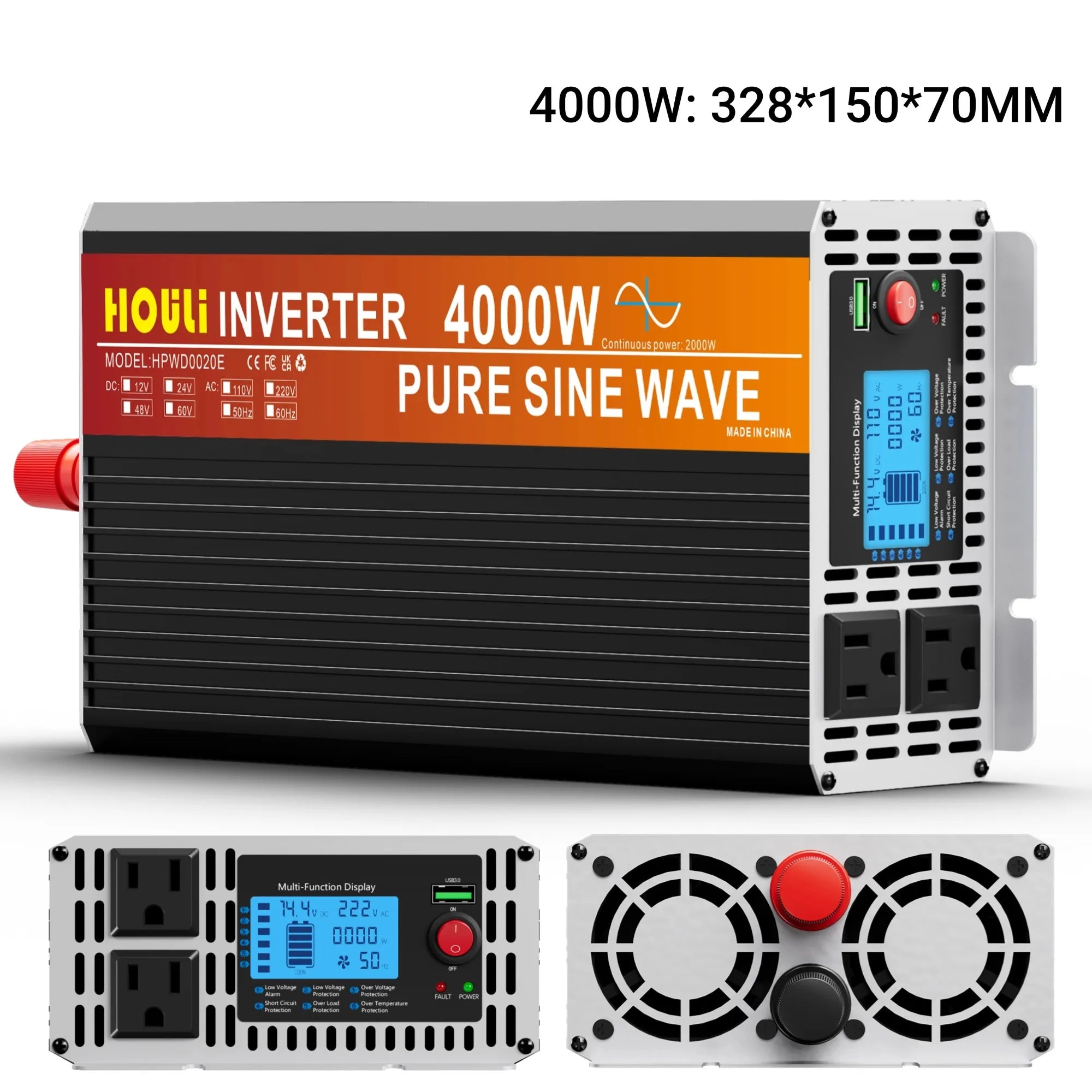 2kw 3kw 4kw 5kw Pure Sine Wave Inverter DC 12V t o AC 110V LCD Display Wireless Remote Controller