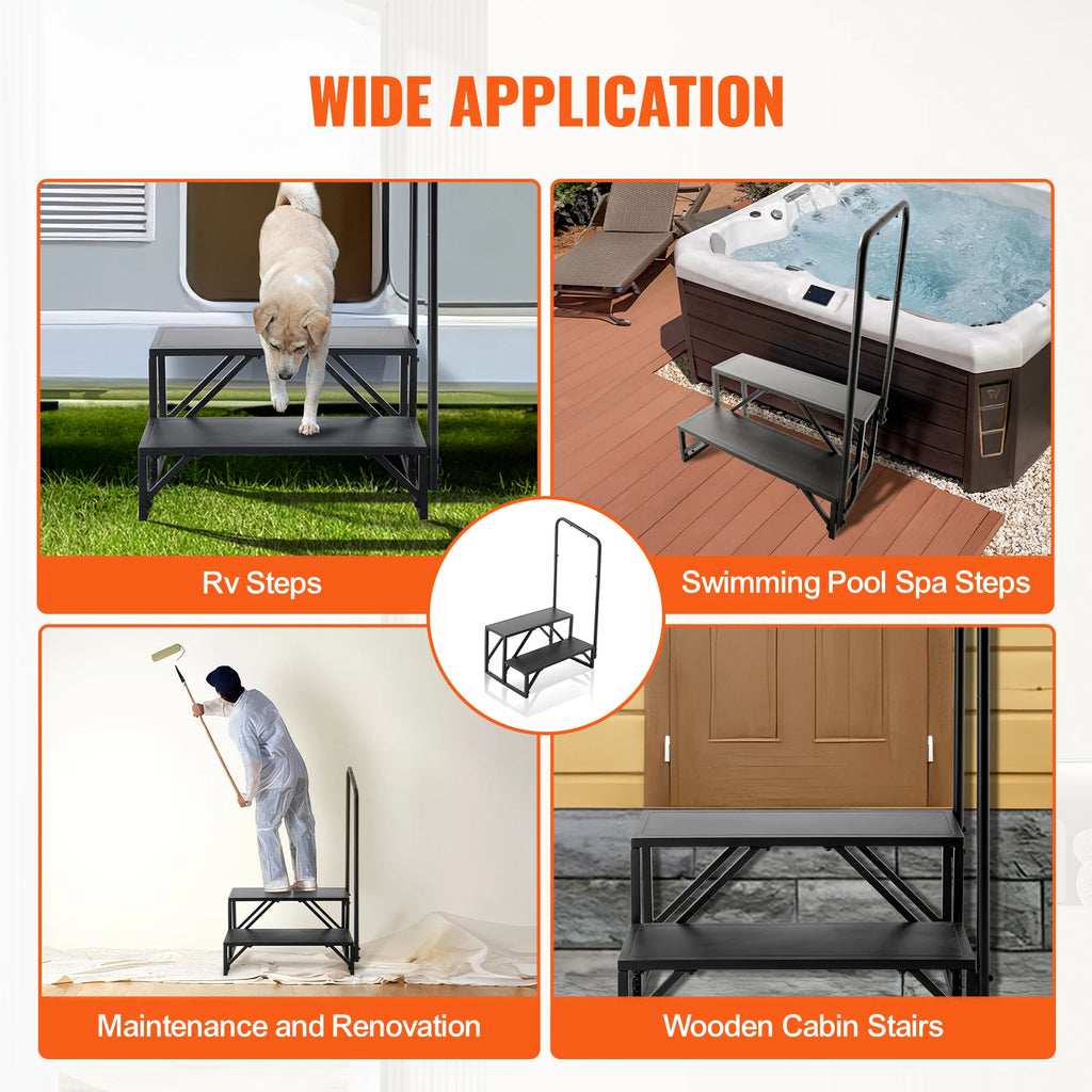 2-Step RV Stairs 440 LBS Load Capacity