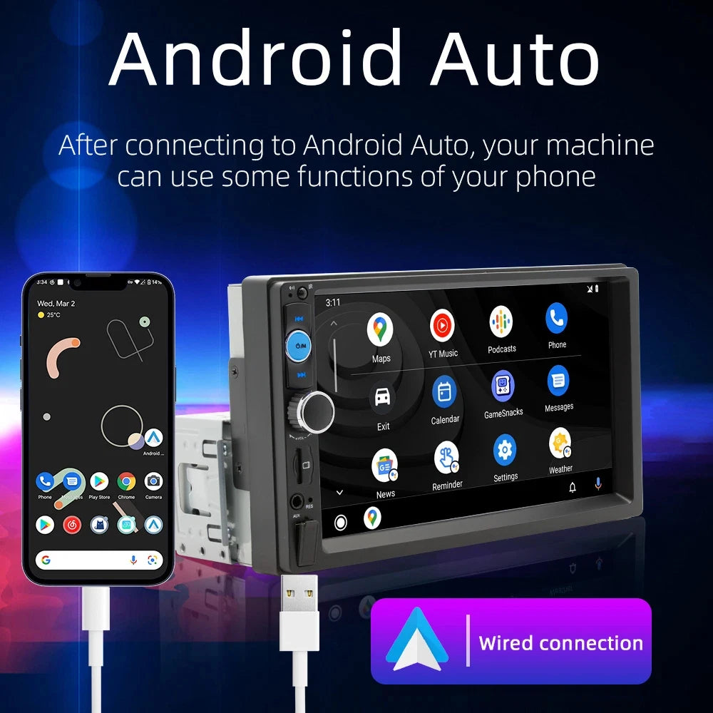 7inch Quality Single 10" Touch Screen Car Stereo Radio With Handle Remote Control Camera For Apple/Android CarPlay Bluetooth
