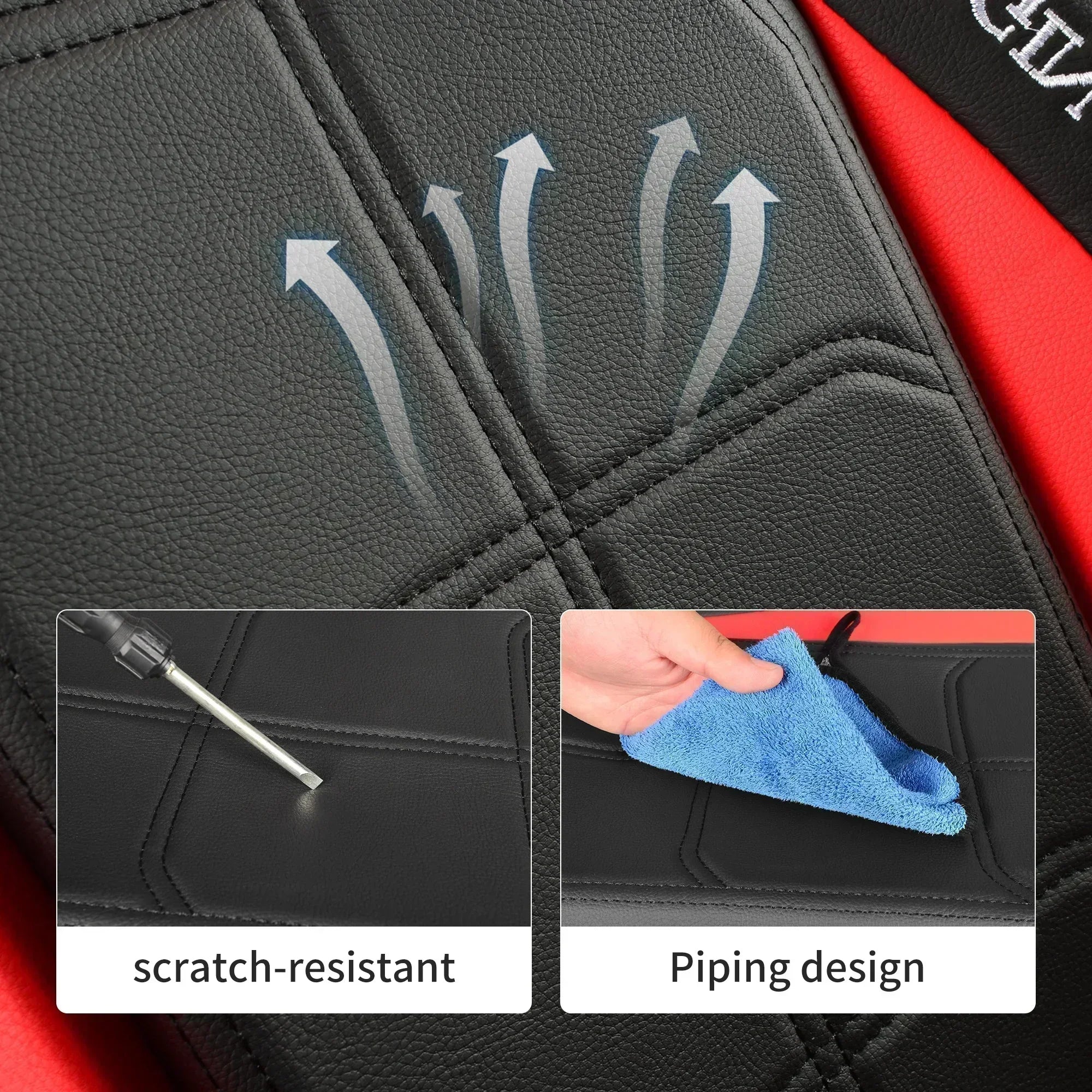 2PCS Car seat cover, fully wrapped PU leather muscle seat cushion cover