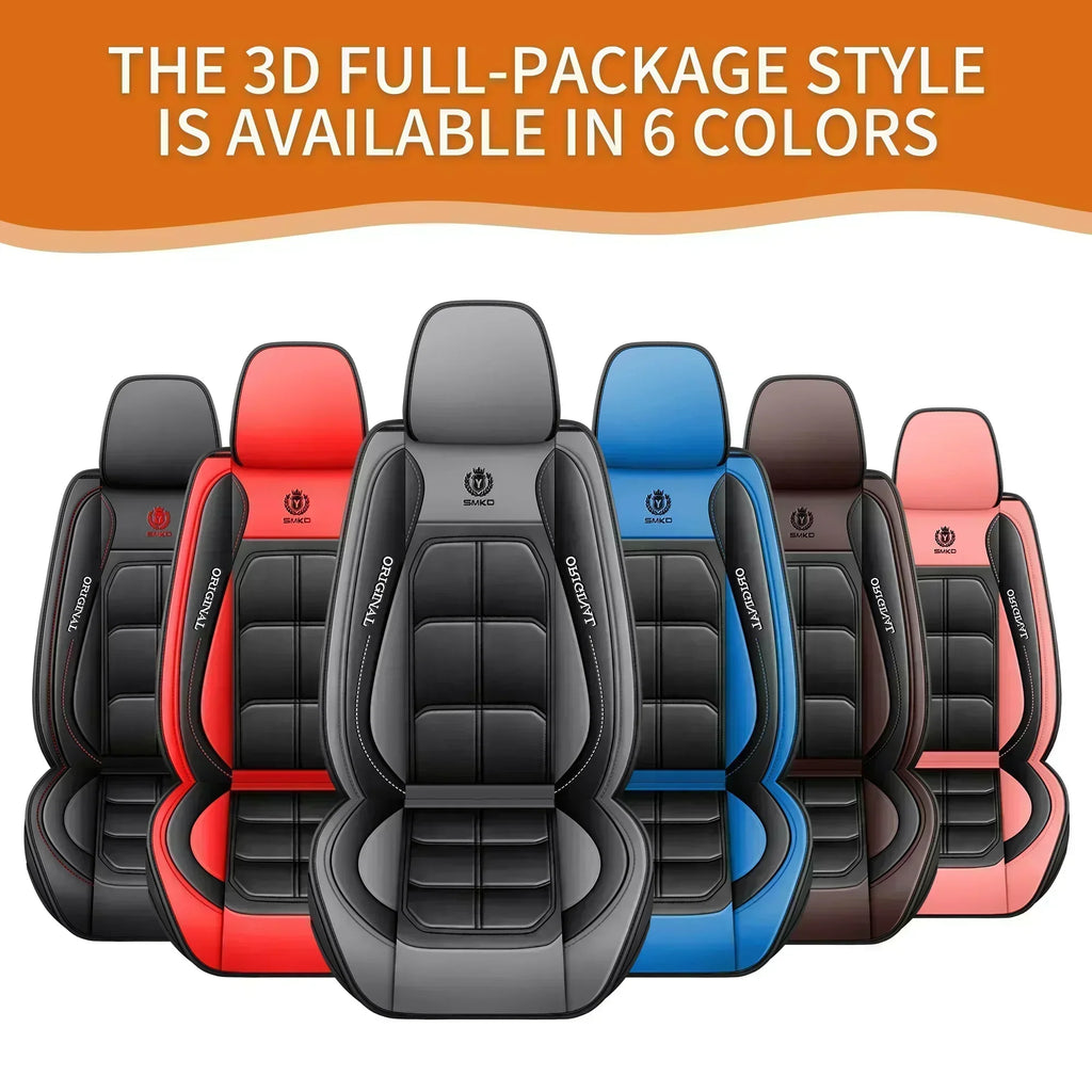 2PCS Car seat cover, fully wrapped PU leather muscle seat cushion cover