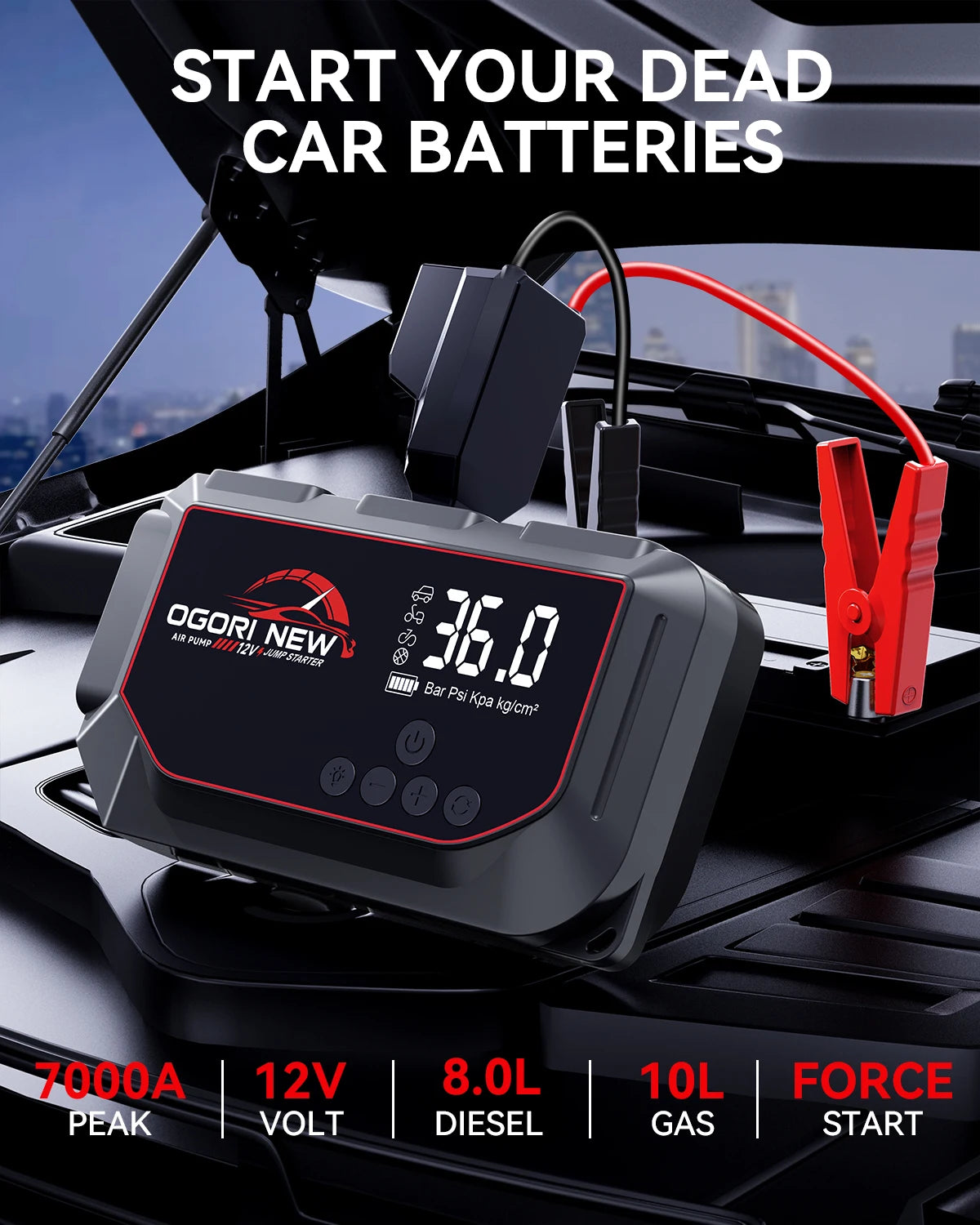 Power Bank Portable 150PSI Air Pump Car Battery Emergency Boosters 12V Starting Device