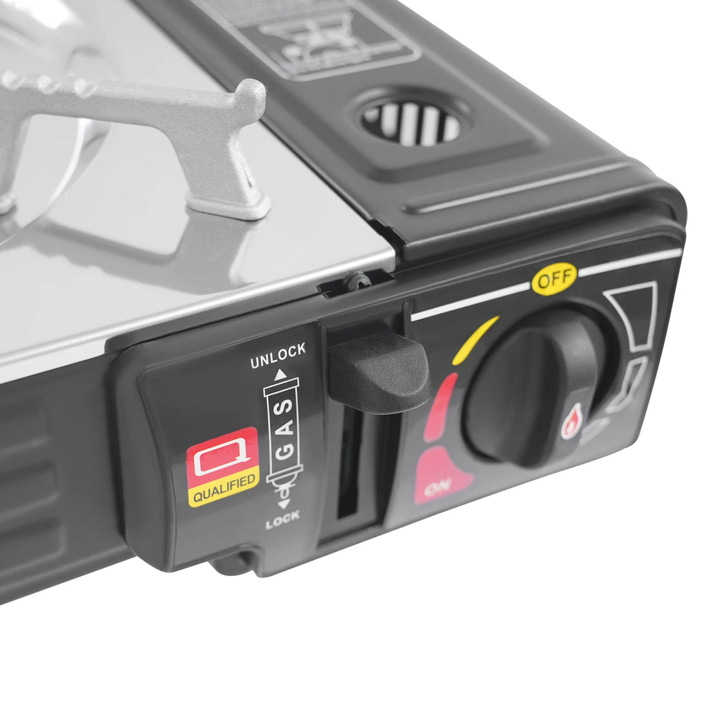 2-Burner Camping Gas Stove with Grill Pan BBQ Grills Butane Regulator