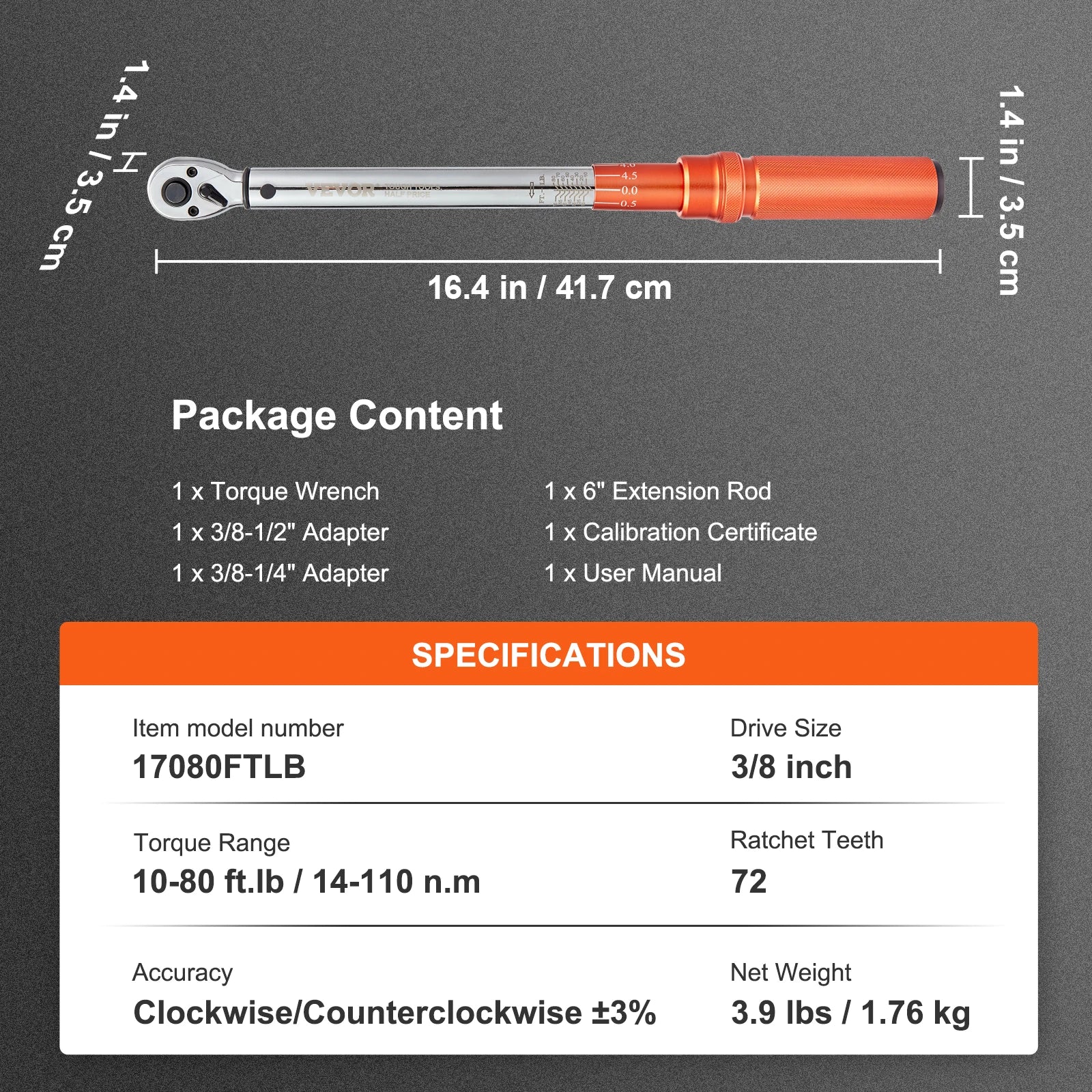 1/2" 1/4" 3/8" Mechanical Torque Wrench Set Precision Pointer l