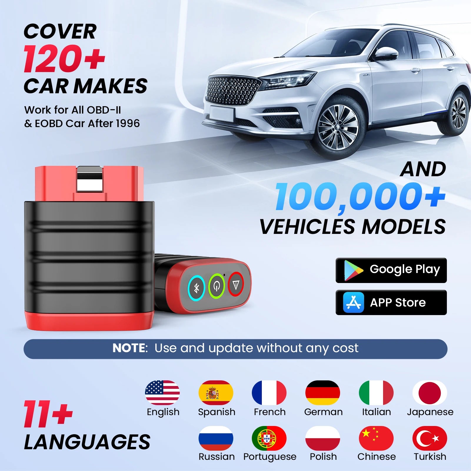 MINI OBD2 Scanner Diagnostic Tool OE Full System Car Scanner for iOS Android Fault Code Reader