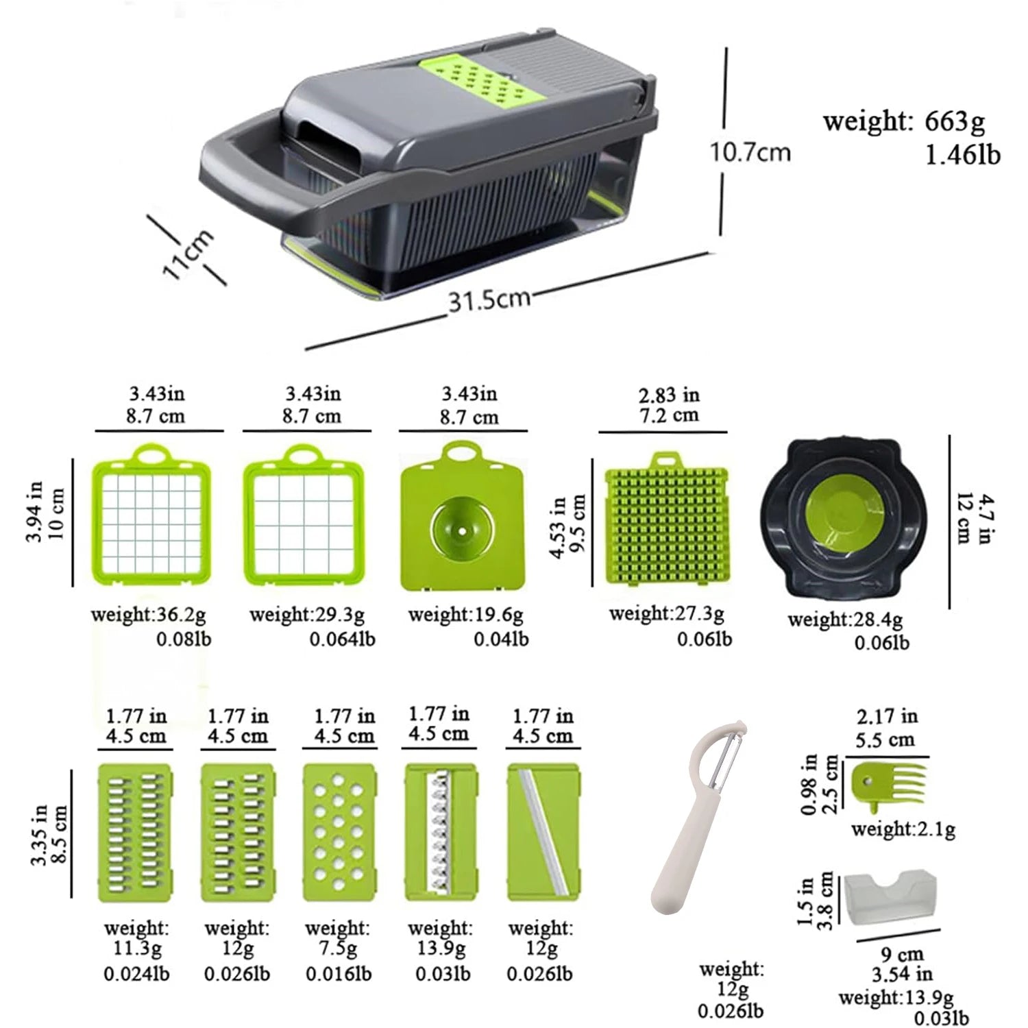 16 x 1 Kitchen professional chopper-type slicer, multifunctional food chopper, blade vegeble ctahopper, kitchen utensils