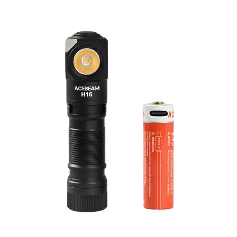 Lightweight Headband Lignt AA battery LED Right Angle Light EDC Flashlight, Available 5000K CRI 90/6500K 1000 lumens
