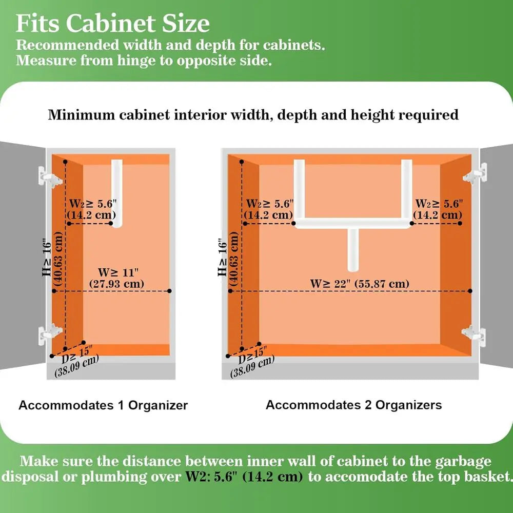 2 Tier Slide Out Sink Shelf Cabinet Storage Shelves,