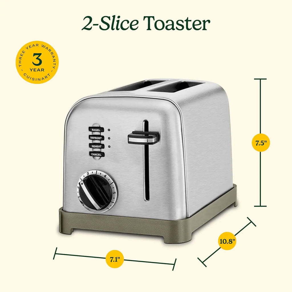 Classic 2-Slice Metal Toaster with Brushed Stainless Steel