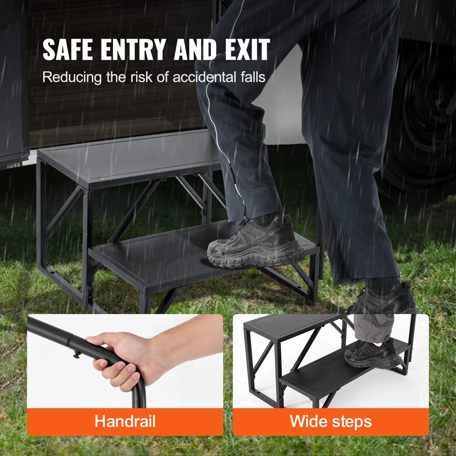 2-Step RV Stairs 440 LBS Load Capacity