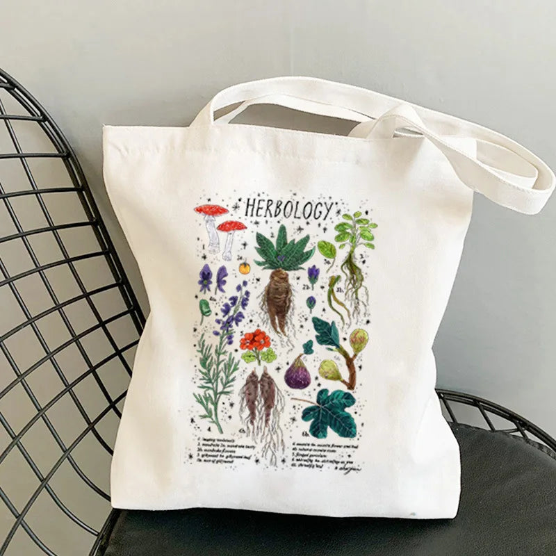 Bohemian Mushroom Herbology Canvas Tote Bag