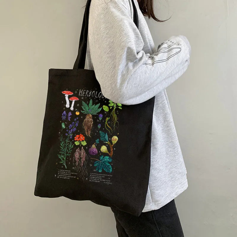 Bohemian Mushroom Herbology Canvas Tote Bag