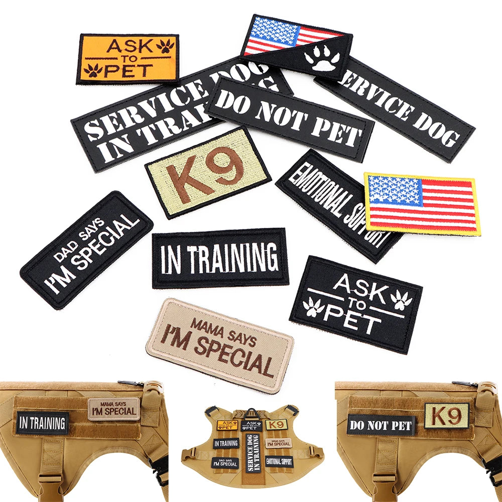 12 Pieces Tactical Patch Bundle For Dog Vest Harness Collar