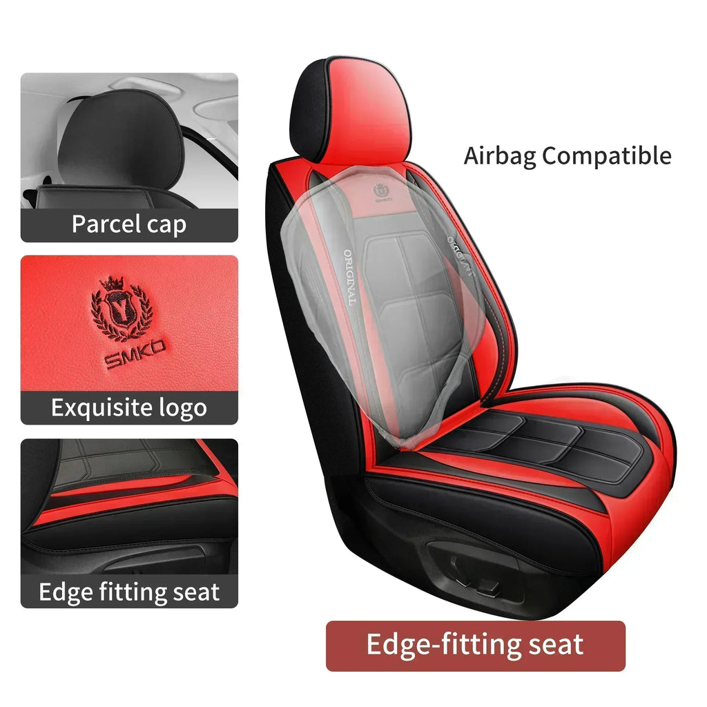 2PCS Car seat cover, fully wrapped PU leather muscle seat cushion cover