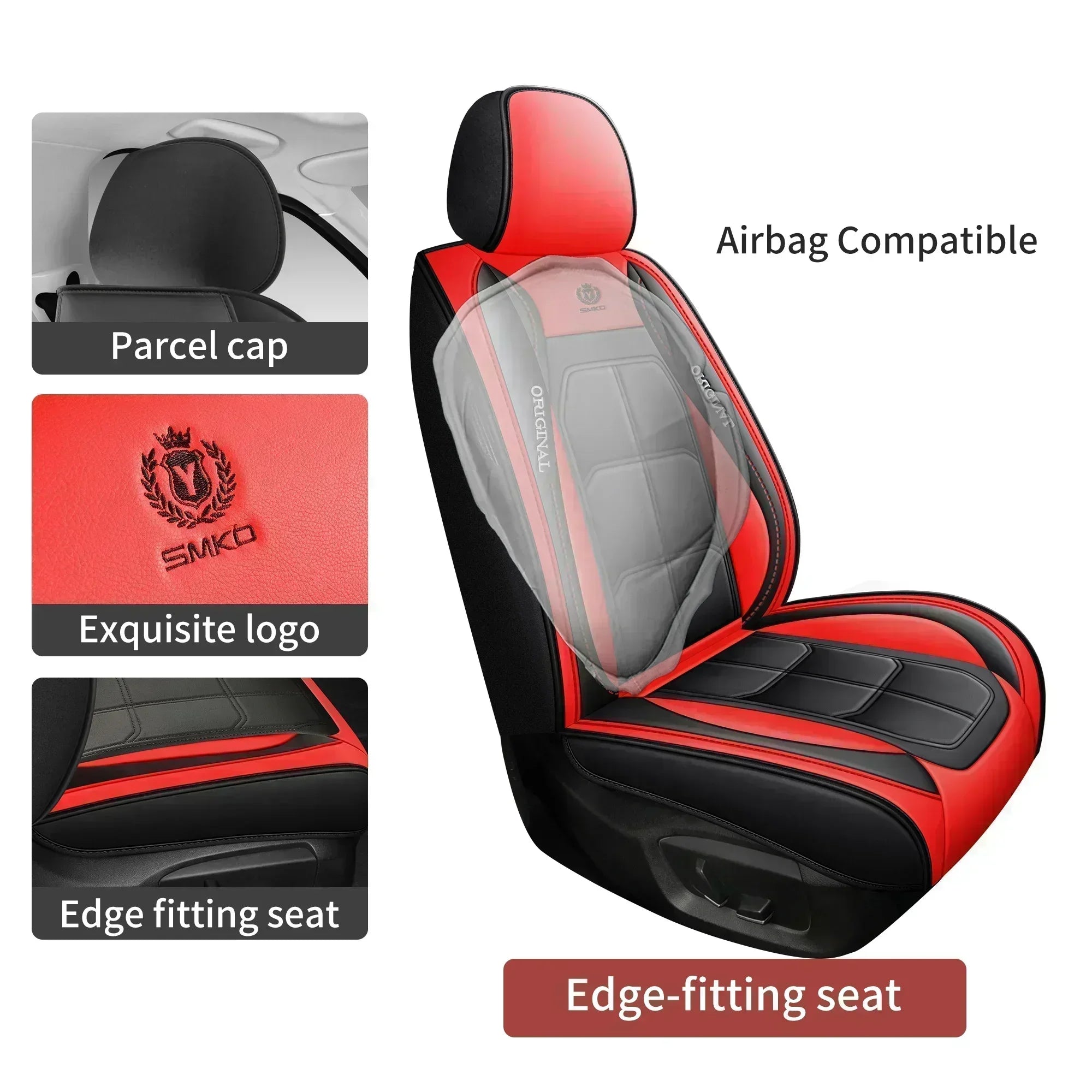 2PCS Car seat cover, fully wrapped PU leather muscle seat cushion cover