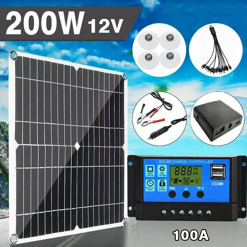 6000W Inverter and Solar Panel Kit 12V Battery Charger with 100A Controller Caravan Solar Power Generator