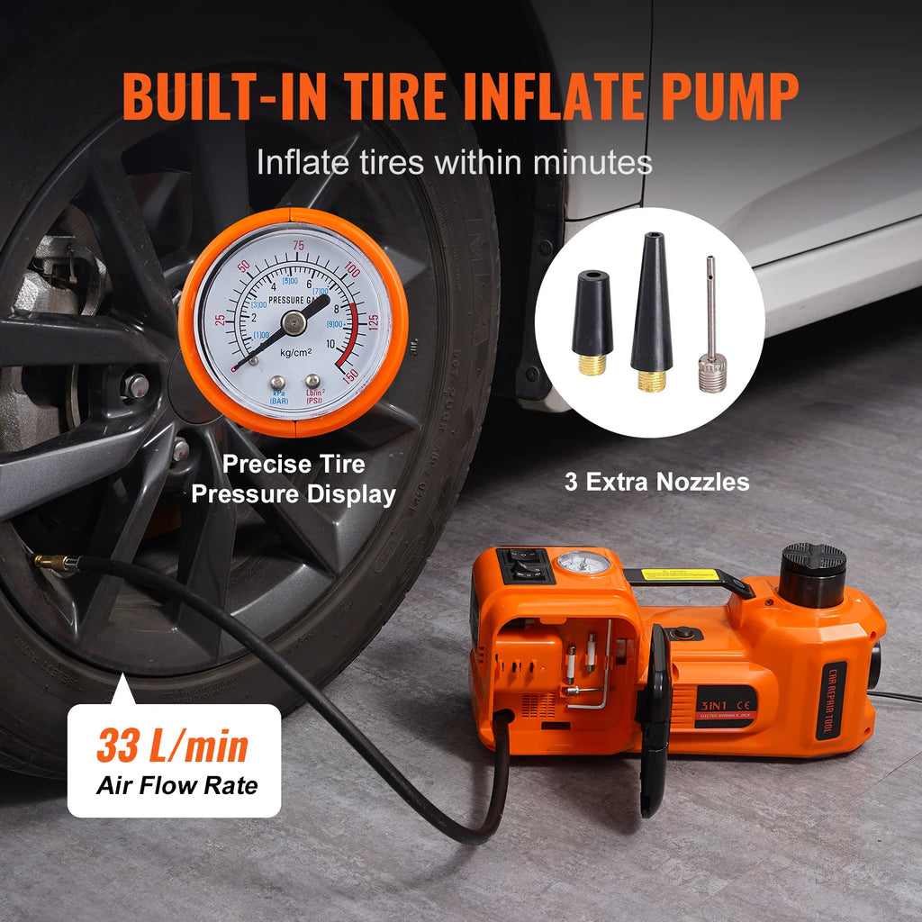 5T Electric Car Jack Hydraulic Car Jack with Built-in Inflatable Pump LED Light