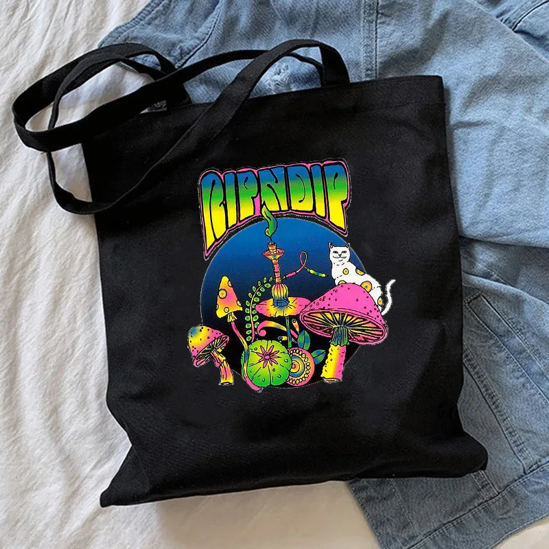Bohemian Mushroom Herbology Canvas Tote Bag