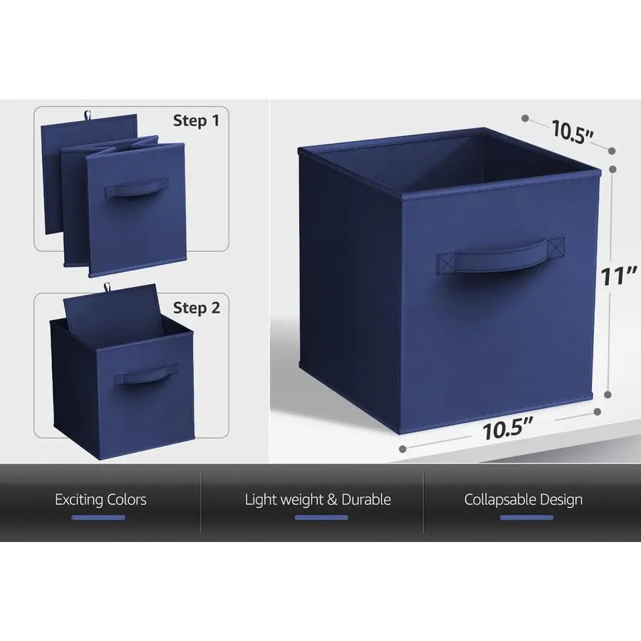 6 Foldable Storage Cubes  Fabric Baskets for Organizing 11 Inch Dual Handle