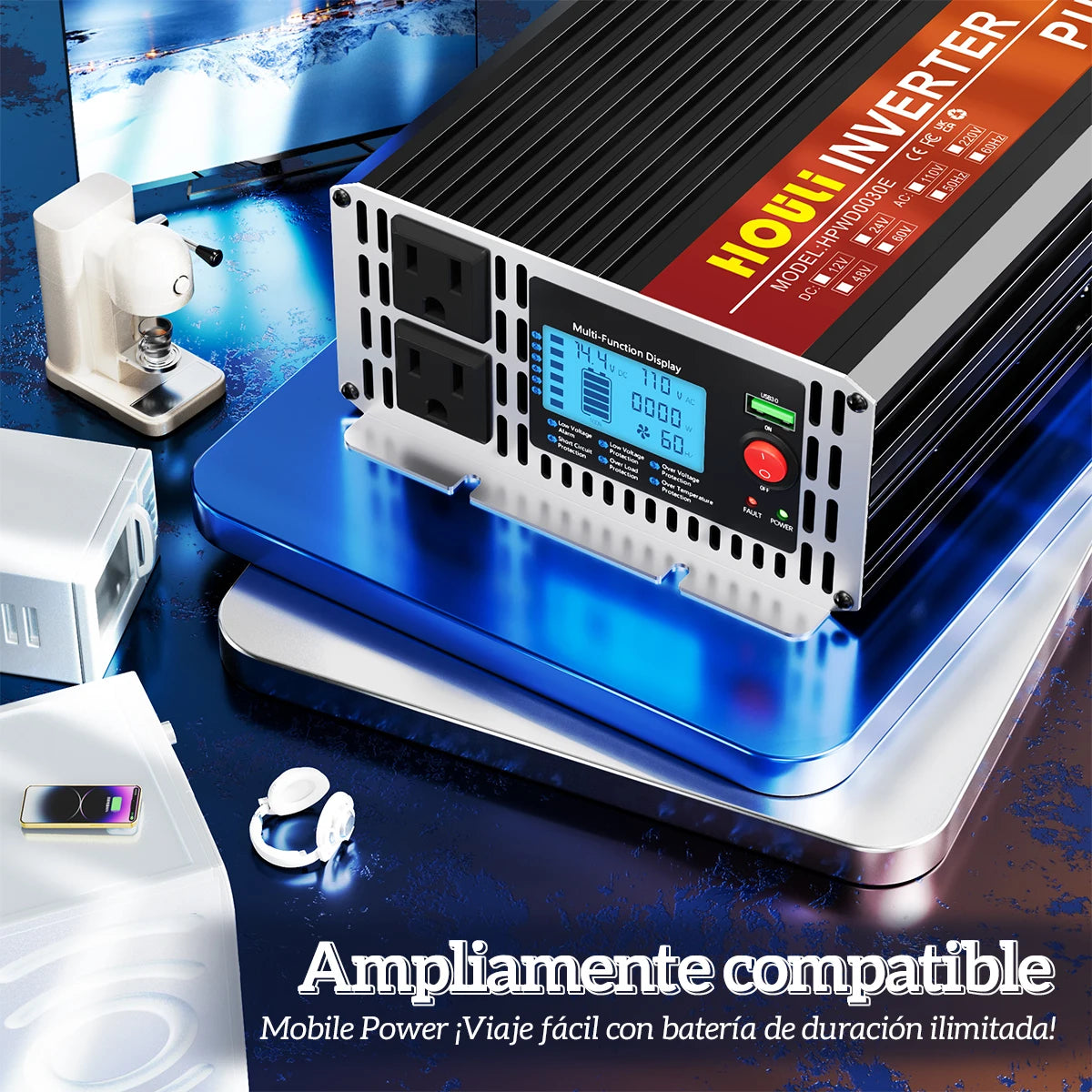 2kw 3kw 4kw 5kw Pure Sine Wave Inverter DC 12V t o AC 110V LCD Display Wireless Remote Controller