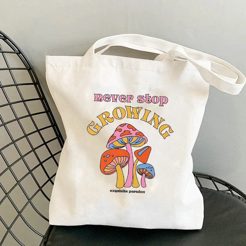 Bohemian Mushroom Herbology Canvas Tote Bag